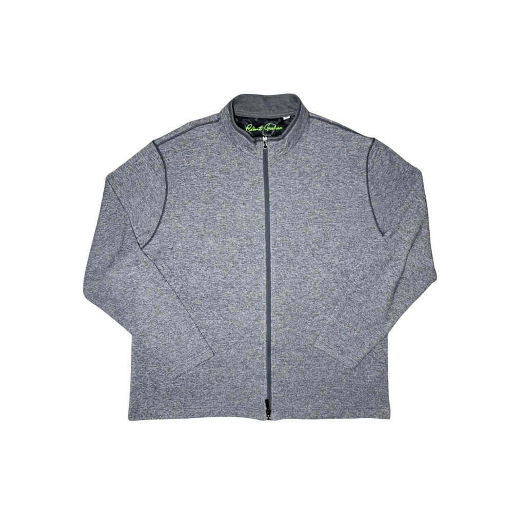 Robert Graham Classic Fit Heathered Gray Full Zip Sweater Jacket Mens 2XL